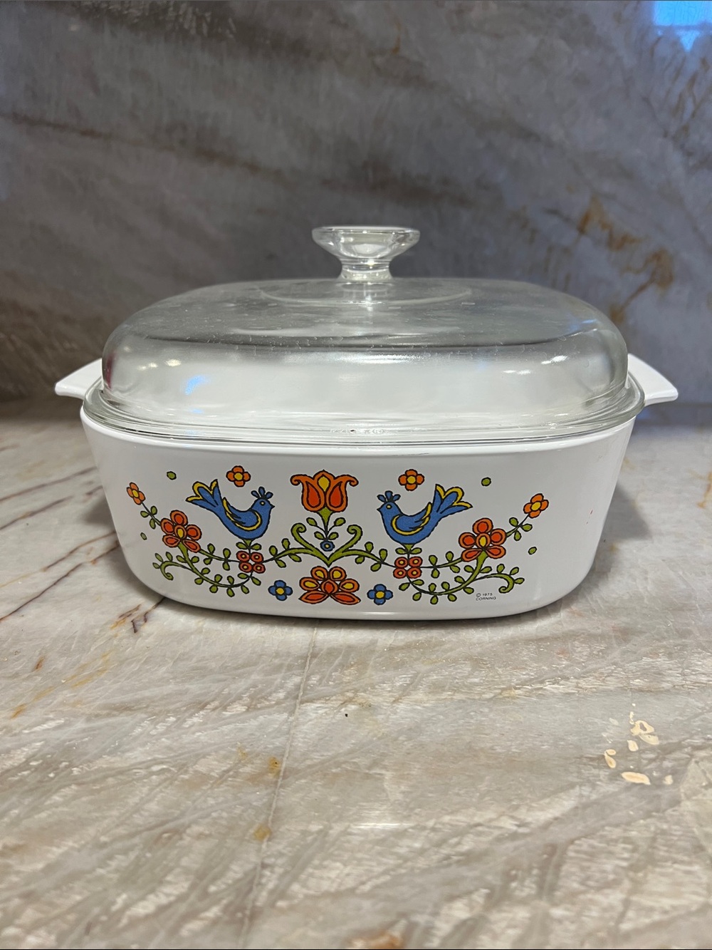 Vintage Corning Ware country festival casserole dish